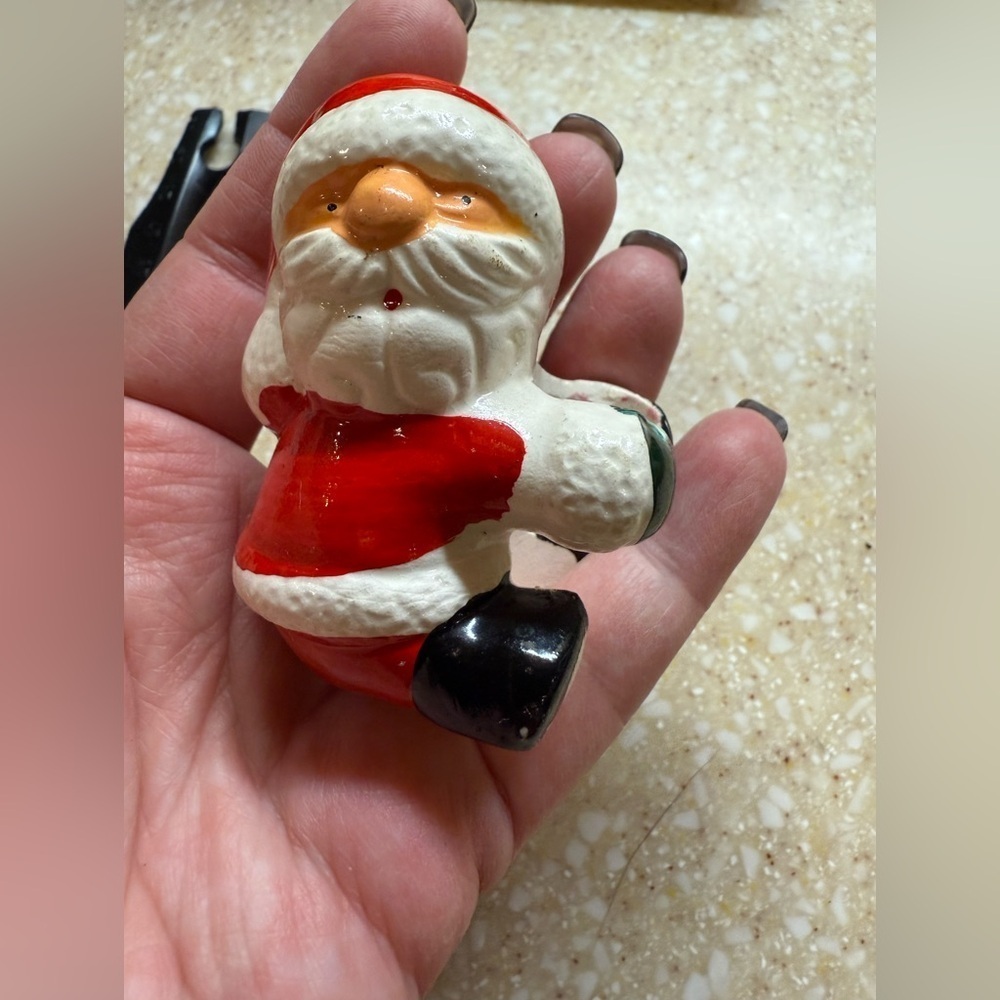 Vintage Christmas Holiday Santa Candle Holder Red and White Festive Decor